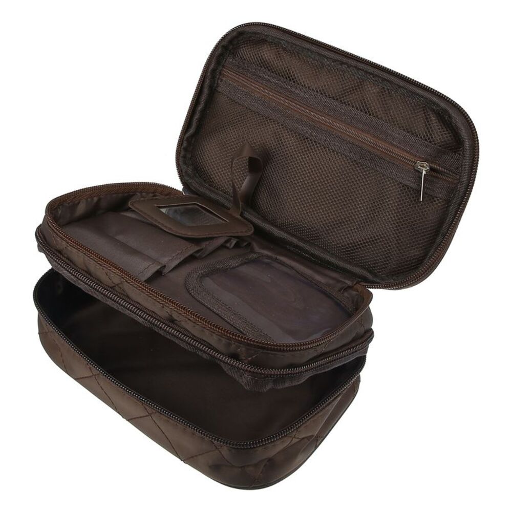 Waterproof Travel Skin Care Cosmetic Brush Organizer Bag Brown 7.87"x4.72"x3.15"